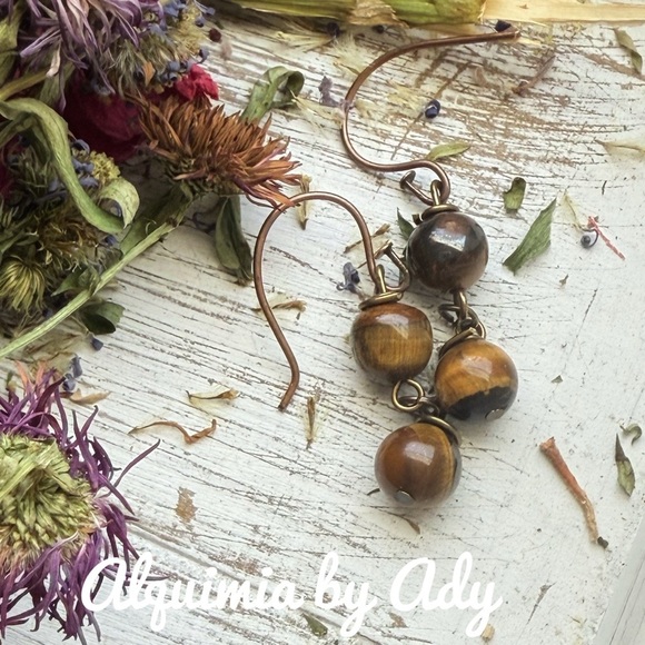 BON BON TASSEL  TIGER EYE EARRINGS EARRINGS - Picture 1 of 1